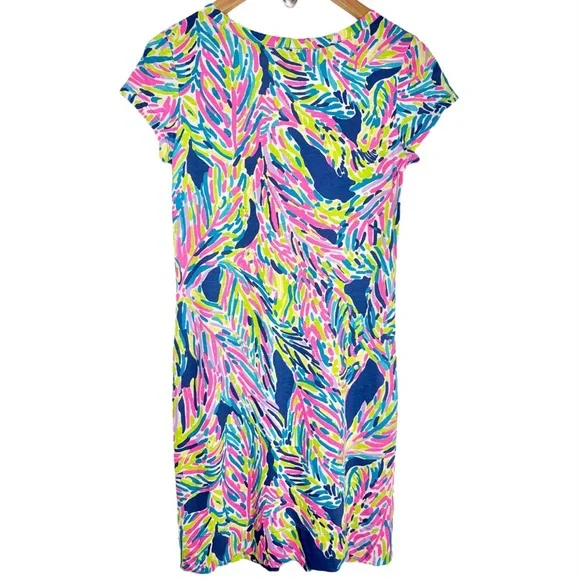 Lilly Pulitzer Palmira Dress Indigo Palm Reader Shift Dress Size Small Blue Pink - Picture 7 of 16